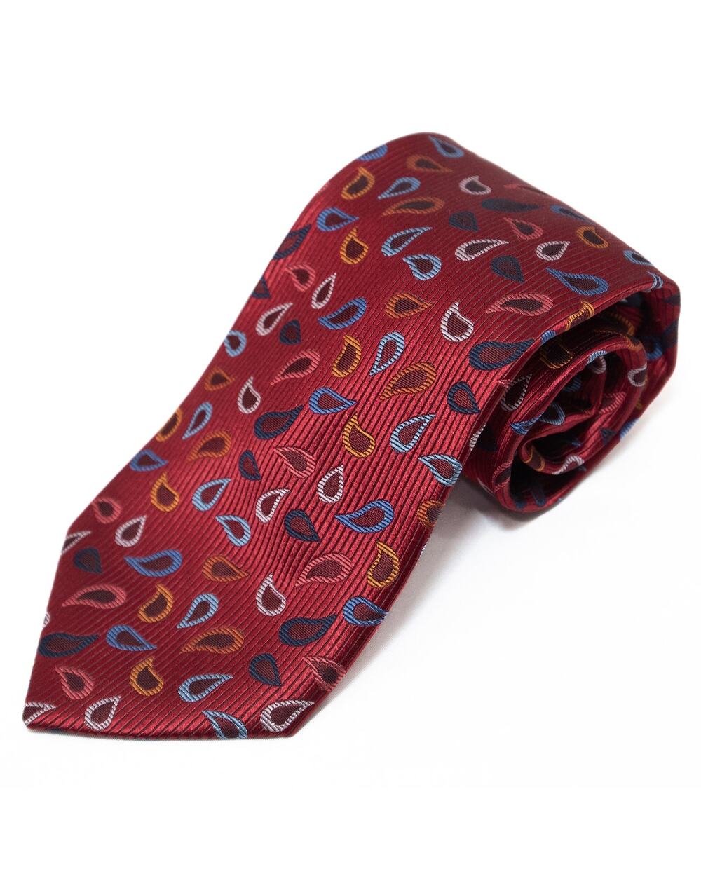 Beau Brummel Red Wine Burgundy Paisley 100% Silk Tie Necktie